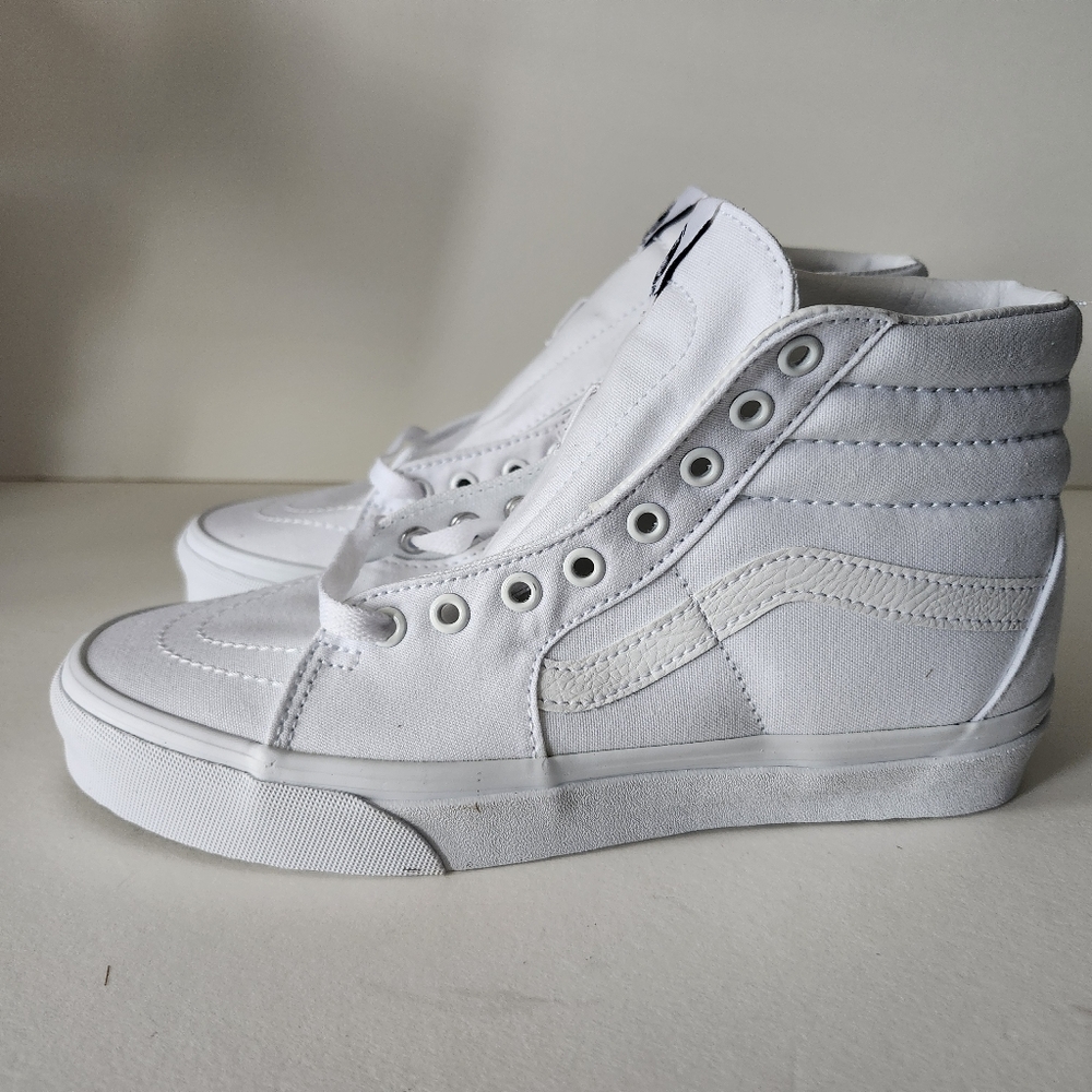 NIB Vans Womens True White Sk8-Hi Hightop Skate Shoes Womens 9.5 Mens 8.0 - Picture 4 of 13